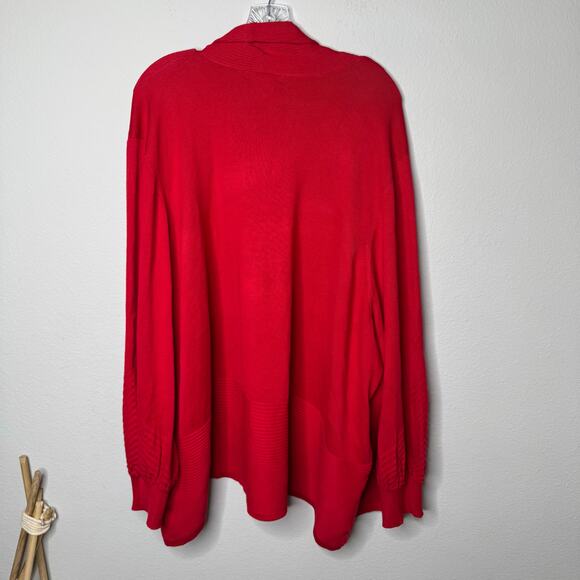 Liz Claiborne Women’s 5X Open Front Cardigan Sweater Red NWT Cabaret Rayon Blend - Picture 7 of 8